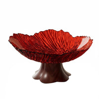 Pedestal Fruit Bowl Elegant Design Faux Wood Base Fruit Basket Food Grade Material High Foot Snack Dish for Party, Entryway