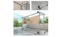 Stainless Steel Clothes Drying Rack Double Bar Rolling Garment Rack Freestanding Metal for Laundry Room, Balcony, Indoor, Outdoor