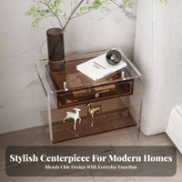 Curved designd Table with literature material compartment compartment Ample Storage Nightstand Multi-Functional