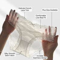 Women's Lace Trim Knickers Multipack with Gusset, Ice Silk Brazilian Ladies with Low Rise Design, Moisture Wicking