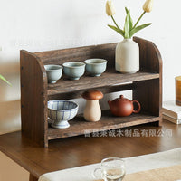 Wooden Tea Set Storage Rack, Multi-layer Display Shelf for Teacups and Teapots