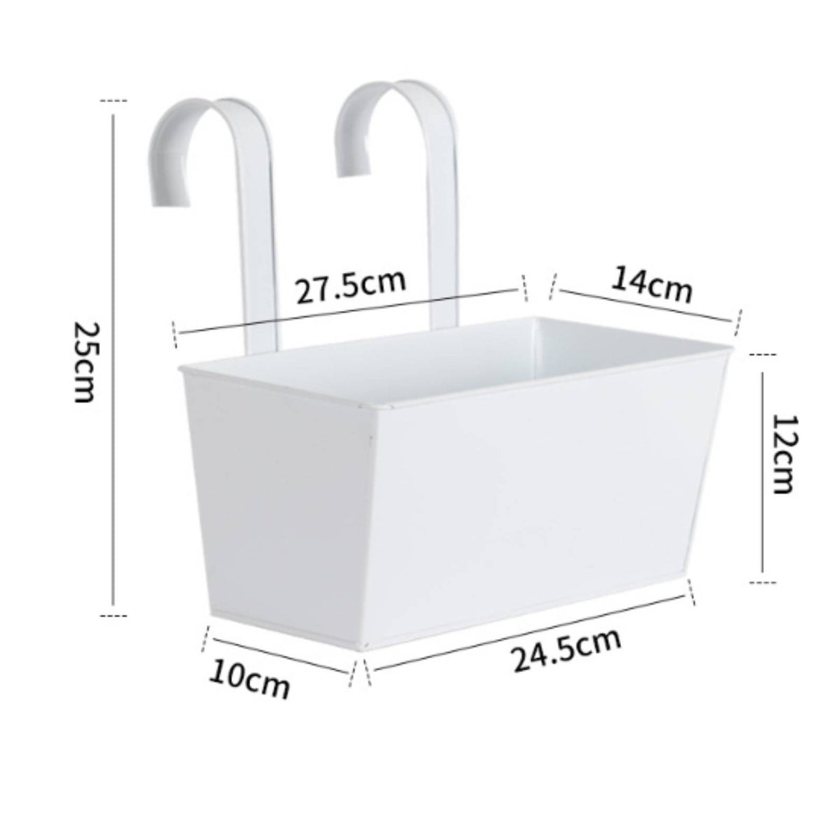 Rectangular Hanging Planter Drainage Holes Balcony Railing Flower Basket