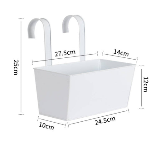 Rectangular Hanging Planter Drainage Holes Balcony Railing Flower Basket