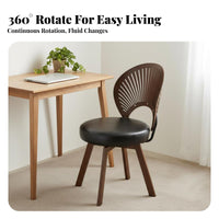 Shell Design Scalloped spine support rotate Chair Comfortable Upholstered Seat Modern design Household Furniture Rolling Casters for Office Workers, Adults, Students, Bedroom, Living Room, Study
