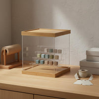 Display Stand Space Saving Wood Acrylic Shelf Dustproof for Collector Room