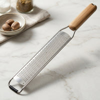 Non-Slip Stainless Steel Grater with Wooden Handle Ergonomic Cheese Grater with Handle Heavy Duty Citrus Zester with Protective Cover Sleeve Fine for Home Cooks, Chefs, Baking