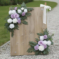 2 Pieces Wedding Arch Flower Swag Reusable Wedding Arch Flower Decoration Realistic Look Welcome Sign Floral Decoration for Outdoor, Bridal Shower
