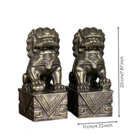 Lion Sculptures with Pedestal Tabletop Sculpture Retro for Tea Rooms, Art Lovers
