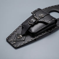 Motorcycle Tank Bag with Rivets Studded Motorcycle Tank Bag with Lanyard Strap-Closure Organizer for Cruisers Riders, Motorcyclists