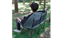 Two-Person Outdoor Lounge Chair Padded Double Camping Chair Foldable Camping Loveseat for Couples, Campers, Patio, Backyard