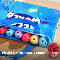 Educational Inspired Cloth Fishing Game Set Develops Hand-Eye Coordination Toddler Fishing Toy Soft & Safe Soft Sea Creature and Stacking Cups Set Parent-Child Interactive for Toddlers, Preschoolers, Babies, Playroom, Floor, Bathtub