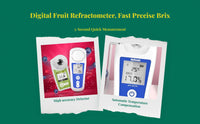 Digital Brix Refractometer, high-accuracy sweetness meter, fruit sweetness tester, portable handheld, automatic temperature compensation, suitable for watermelon, fruits, oranges, beverages, food, and laboratory use.