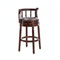 Rotate Stool with Backrest Traditional Design Counter Chair Vintage Design Padded Seat for Homeowners, Kitchen Island