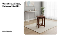 Square Saddle Stool Sturdy Construction Backless Saddle Stool High Load-Bearing Built-in Footrest for Adults, Home Bar, Kitchen
