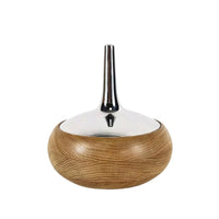 Storage Bowl with Lid Wood-Grain Candy Dish with Lid Stainless Steel Servingware for Countertop