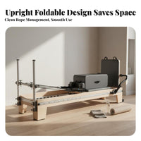 Pilates Reformer Space Saving Home Exercise System Training Equipment Professional Grade Upright Storage Reformer for Adults, Women, Exercise, Gym