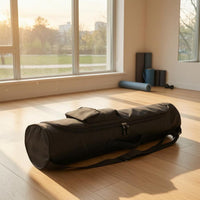 Cylindrical Exercise Mat Bag Zippered Exercise Mat Carrier Canvas-Like Carrying Case Shoulder Strap