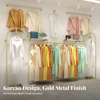 Retail Clothing Display Stand Floor Standing Clothes Rack Heavy Duty Boutique Display Rack Garment Organizer Featuring Metal Structure Suitable for Retailers Fitting Room Showroom