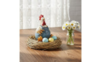 Chicken Figurines Rustic Style Male Chicken and Hen Statues Hand-Painted Look Animal Figurine for Living Room