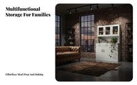 1 Piece Dining Room Buffet Hutch Cabinet Sideboard Drawers Glass Doors Large Capacity Multi-functional Storage Suitable for Homeowners Families Home Bar Living Room