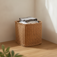 Hotel Guest Room Bathroom Laundry Basket Imitation Rattan Hand-Woven Storage Hamper Bedroom Home Daily Use Storage Basket