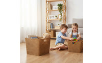Storage Basket Rectangular Rattan Laundry Basket Rustic Container for Shelf, Laundry Room