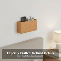 Drill-Effortless Installation Wooden Wall Storage Box Space Saving Bedside Phone Charging Holder Multi-Purpose for Entryway