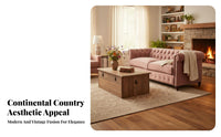 plush fabric Upholstery Button-Tufted Settee timeless Country Country type Living Room Furniture high-resilience Foam padding Fabric Sofa space-saving Footprint for Small Space Dwellers, Interior Designers, Bedroom, Entryway, Reception Area, Hotel Lobby