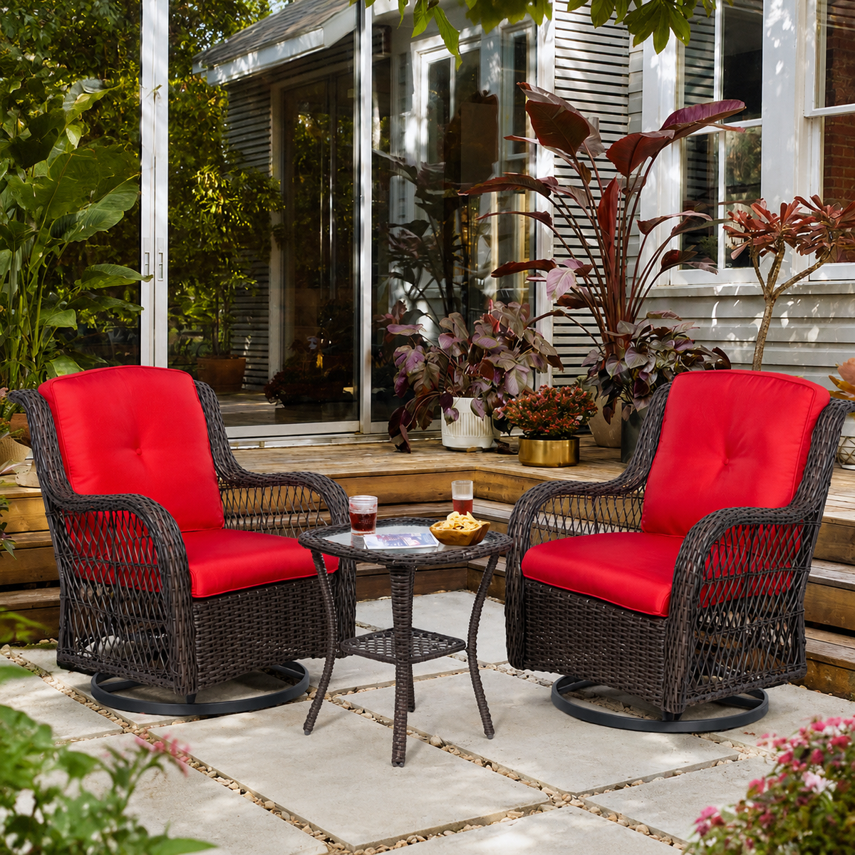 Garden Furniture Set U-Shaped Garden Sofa Modern Design Outdoor Furniture PE Rattan Hand-Woven Iron Frame