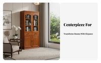 New Chinese and design particleproofstanding Curio Cabinet Modern Minimalist Design bookcase with Doors Multitier Shelving Storage Furniture Large Capacity for Book Lovers, Collectors, homeowners, Study Room, Bedroom
