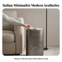 Cylindrical Metal Pedestal Minimalist Design Side Table Modern Italian-inspired minimalist design for Bedroom