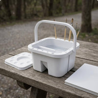 3-Section Brush Washer Slanted Grooves Portable Watercolor Container for Artists