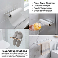 Cling Film Dispenser Minimalist Home Kitchen Wall Mounted Organizer Iron Beech Wood Paper Towel Rack Home Organizer