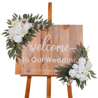 2 Pieces Wedding Arch Flowers Outdoor Use Wedding Welcome Sign Flowers