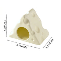 Hamster House Ceramic Hideaway Hamster Nest, Triangle Cartoon Style Nest Cheese for Summer Cooling, Suitable Hamsters Indoor Use Pet Cooling