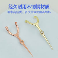 Y-Shape Dental Floss Holder 304 Stainless Steel Portable Teeth Cleaning Tool with 50m Replacement Floss