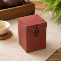 Large Kraft Paper Boxes 8.8x8.8x12.5cm, Premium Tea Packaging Boxes with Rope, Easy Assemble Flip Closure for Homemade Tea Gifts