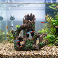 Realistic Driftwood Aquarium Cave and Tree Trunk, Sinkable Aquarium Ornaments for Fish and Bark Hiding Spot