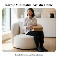 Curved 2-Seater Sofa Nordic Design Curved Settee Modern Minimalist Artistic Design for Homeowners, Duos, Living Room