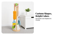 Role-Play Wooden Cleaning Toy Set Early Learning Kids Cleaning Playset Storage Stand Toy Mop and Broom Set Bright Colors for Children