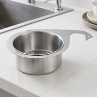Kitchen Sink Colander Stainless Steel Drain Basket, Hanging Drain Rack Sink Organiser, Stainless Steel 201 Compact Sink Basket with Circular Holes