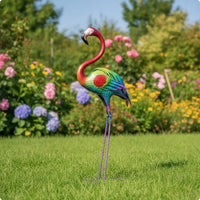Metal Flamingo Statue Colorful Flamingo Garden Statue Outdoor for Yard, Patio