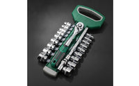 Metric Ratchet Socket Wrench Toolkit Compact Socket Wrench Set Portable Ratchet Set with Storage Case Reversible for Car Repair, Motorcycle Maintenance