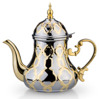 Moroccan Teapot Stainless Steel Arabic Teapot Polished Tea Kettle for Hosts, Table Decoration