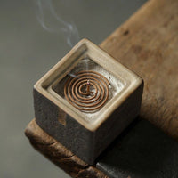 Ceramic Ash Catcher for Home Decoration, Heat Resistant Ash Catcher Tray with Removable Compartment, Handcrafted Rustic Censer for Meditation Room,