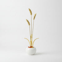 Brass Ornament with Golden Jadeite Tone Sculpture with Stone Base Contemporary Luxury for Entryway