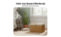 Lidded Woven Chest Large Capacity Wicker Storage Trunk With Lid for Living Room