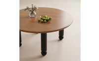 Walnut Round Coffee Table Modern Wooden Coffee Table Minimalist Furniture Solid Wood for Living Room, Reading Corner
