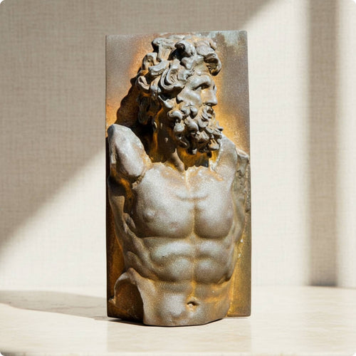 Classical Male Torso Statue Rectangular Backing Home Decor Museum-Inspired