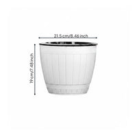 Self Watering Planter Faux Wood Grain Barrel Design Flower Pot Prevents Root